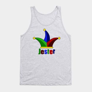 Jester with jester hat in green, blue, red, yellow and black Tank Top